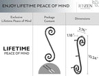 RTZEN Farmhouse Small Key Holder for Wall - Handcrafted Swirl Decorative 5 Key Hooks for Home Entryway - Wrought Iron Wall Mo