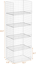 Yociyoga 5-Tier Stackable Closet Organizers and Storage Basket - Foldable Closet Shelf Organizer System, Space-Saving Clothes