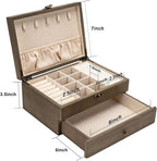 Pinzoveco Jewelry Box for Women, Rustic Wooden Jewelry Organizer Box for Storage Earrings Rings Necklace Bracelet, Farmhouse 