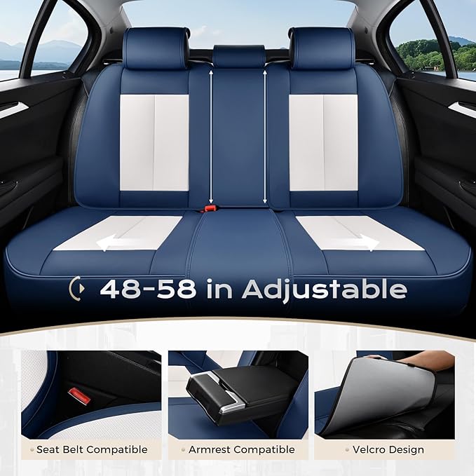 Coverado Seat Covers, Car Seat Covers Full Set, Leather Seat Covers for Cars, Car Seat Protector, Black Car Seat Covers Front
