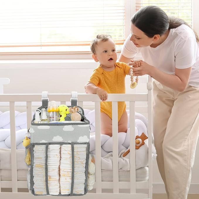 Maliton Hanging Diaper Caddy Organizer - Diaper Stacker for Changing Table, Crib, Playard or Wall & Nursery Organization Baby