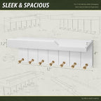Rebee Vision Decorative Key Holder Wall Mount - Key and Mail Holder for Wall with 7 Hooks and Shelf Organizer for Room Decor 