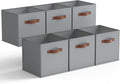GRANNY SAYS 11 Inch Cube Storage Bins, 6 Pack Foldable Cube Storage Organizer, Fabric Storage Bins with PU Handle, Clothing S