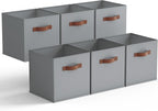 GRANNY SAYS 11 Inch Cube Storage Bins, 6 Pack Foldable Cube Storage Organizer, Fabric Storage Bins with PU Handle, Clothing S