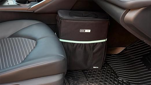 RoadBin™ Slim Leak & Odor Proof Car Trash Can. Fits & Stays Upright. Large-Capacity 2.5 Gallon Bin, 4" Design – Portable, Foldable Garbage Can for Car, Truck, SUV, Van & Outdoors