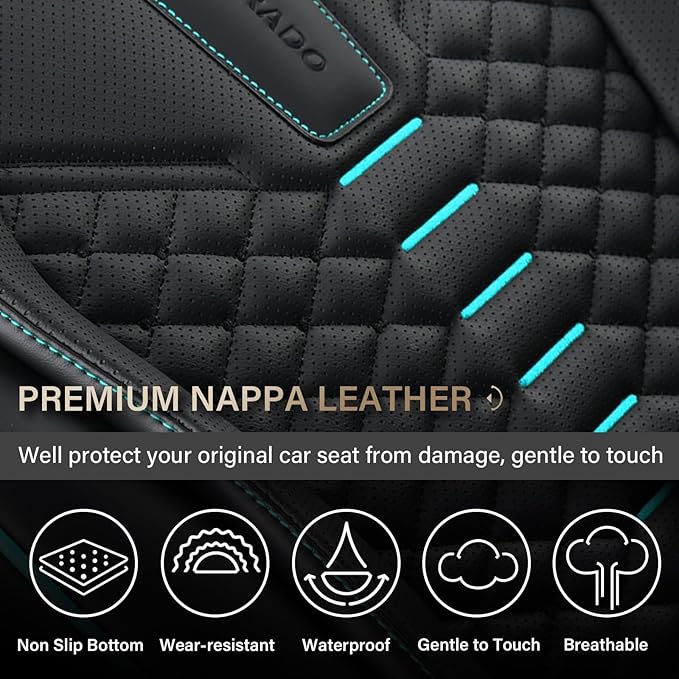 Coverado Seat Covers, Car Seat Cover Front Seats, 2 Pack Universal Seat Covers for Cars, Nappa Leather Waterproof Seat Cover,