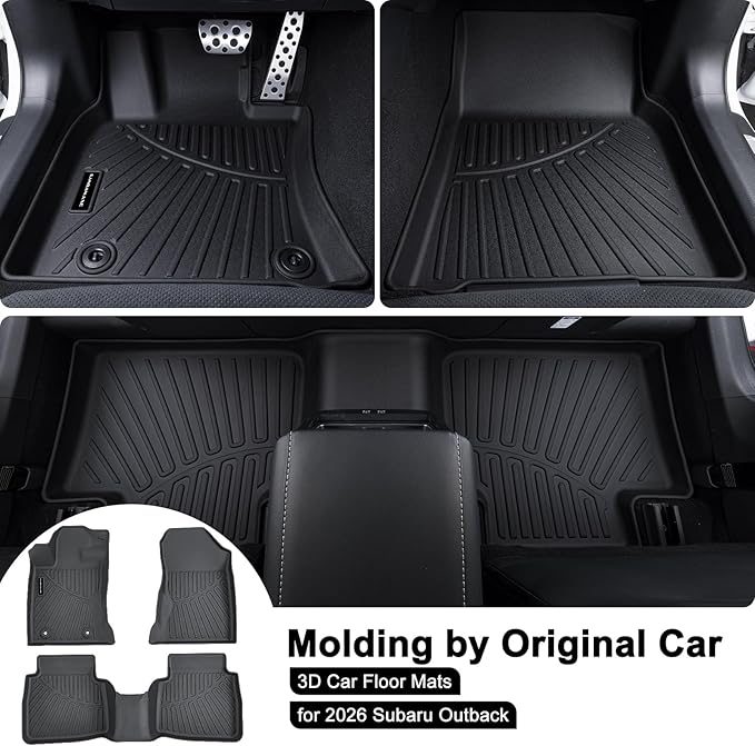 TPE Floor Mats for 2026 Subaru Outback All Weather Car Floor Liners Fit 2026 Subaru Outback Accessories Black