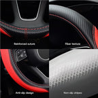 LABBYWAY Microfiber Leather Auto Car Steering Wheel Cover, Universal 15 Inch Anti-Slip Wheel Protector, Red