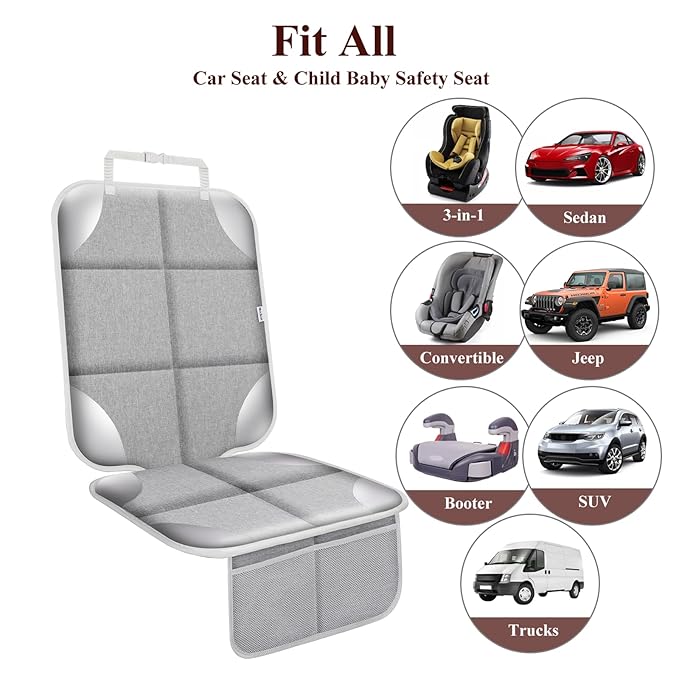 Meolsaek Car Seat Protector for Child Car Seat, Durable 600D Fabric Waterproof Car Seat Cover with Thick Pad Non-Slip Backing