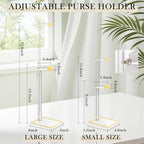 2 Pack Acrylic Handbag Display Stand, Gold Trim Clear Purse Holder 14"-24" Adjustable Height Thicken Anti-slip Base, Purse Ra