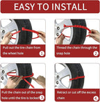 Universal Anti-Skid Snow Tire Chains for Cars SUV Trucks - Adjustable 14-19 Inch Emergency Winter Traction Tire Chains, Easy 