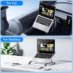 Angle Adjustable Car Steering Wheel Laptop Holder,Foldable Laptop Stand for car,Metal Car Laptop Riser | Car Reading Stand | Car Tablet Holder, Multipurpose Travel Car Accessories (Gray)
