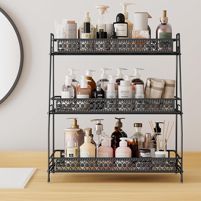 Vintage 3 Tier Spice Rack Organizer for Kitchen Counter, Bathroom Counter Organizer, 3 Tier Bathroom Counter Organizer for Sp
