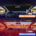 Big Hippo Windshield Sun Shade, Car Window Shade as Bonus Keep Vehicle Cool Windshield Sunshade Protect Your Car from Sun Heat & Glare Best UV Ray Visor Protector -Silver/Black (Size: 55.16X 27.5inch)