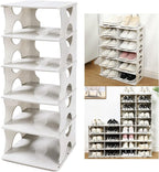6-Tier Shoe Rack,Stackable Shoe Storage Organizer for Bedroom Entryway, Adjustable Shoe Rack,Shoe Slots Organizer Shelf, Easy