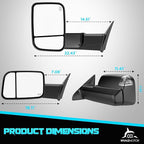Power Heated Tow Mirrors Compatible with 2019-2024 Dodge Ram 1500 Only (Not fit Classic), Manual Flip & Fold Tow Side Mirrors w/Blind Spot Detection, Turn Signal, Puddle Light, Temp Sensor
