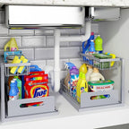 REALINN Under Sink Organizer, Pull Out Cabinet Organizer 2 Tier Slide Out Sink Shelf Cabinet Storage Shelves, Storage for Kit