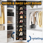 SpaceAid 9 Tier Rotating Shoe Rack Tower, Spinning Shoe Display Lazy Susan, Revolving 360 Shoe Rack Storage Round Carousel, V