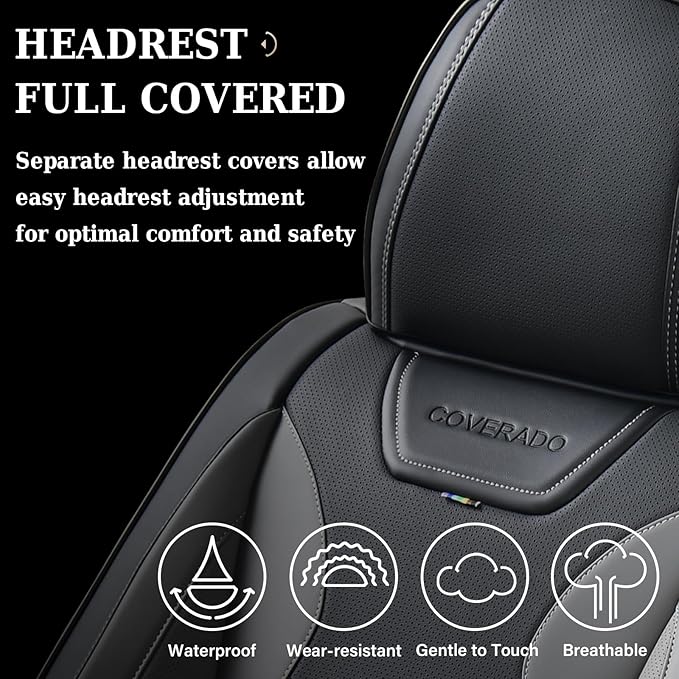 Coverado Car Seat Covers, Front Covers for Cars, Car Seat Cover Front Seats, Automotive Seat Cover, Waterproof, Leather Car S