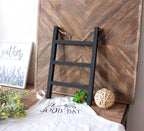 Joy Choice Farmhouse Style 16" Wood Blanket Ladder - 3-Tier Wall Hanging Rack for Living Room, Kitchen, Bathroom (Black)