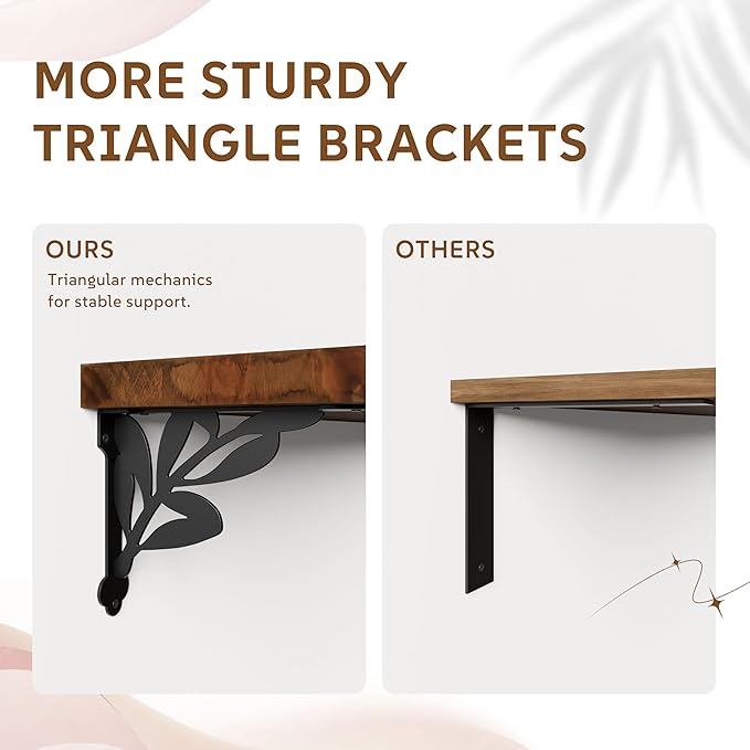 Solid Wood Floating Shelves for Wall with Metal Brackets,2 Tier 48 inch Pinewood Wall Shelf,Suitable for Multiple Places Such