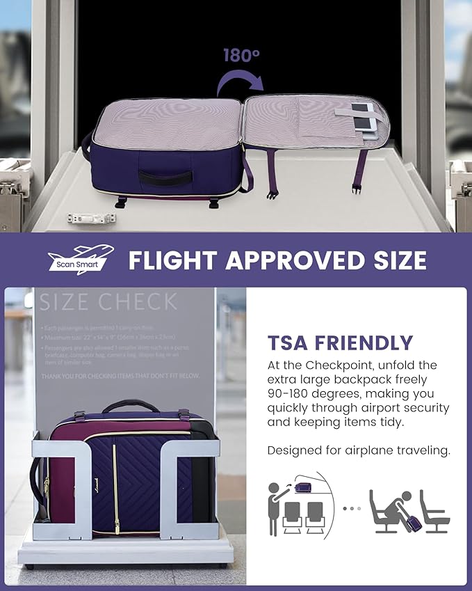 LOVEVOOK Large Travel Backpack for Women, TSA Carry on Backpack for Airplanes, 40L Personal Item Travel Bag for Women fits 17
