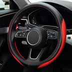 LABBYWAY Microfiber Leather Auto Car Steering Wheel Cover, Universal 15 Inch Anti-Slip Wheel Protector, Red
