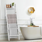 Honest Blanket Ladders for The Living Room, 6-Tier Blanket Holder, Wall-Leaning Blanket Rack, Ladder Shelves, Wooden Quilt La