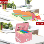 DocSafe Fireproof Document Box with Lock,File Storage Organizer with Zipper Pockets,Collapsible Portable File Box Home Office