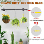 Wall Mounted Clothes Rack - 36" Industrial Pipe Clothing Garment Rack, Space - Saving Heavy Duty Detachable Black Iron Clothe
