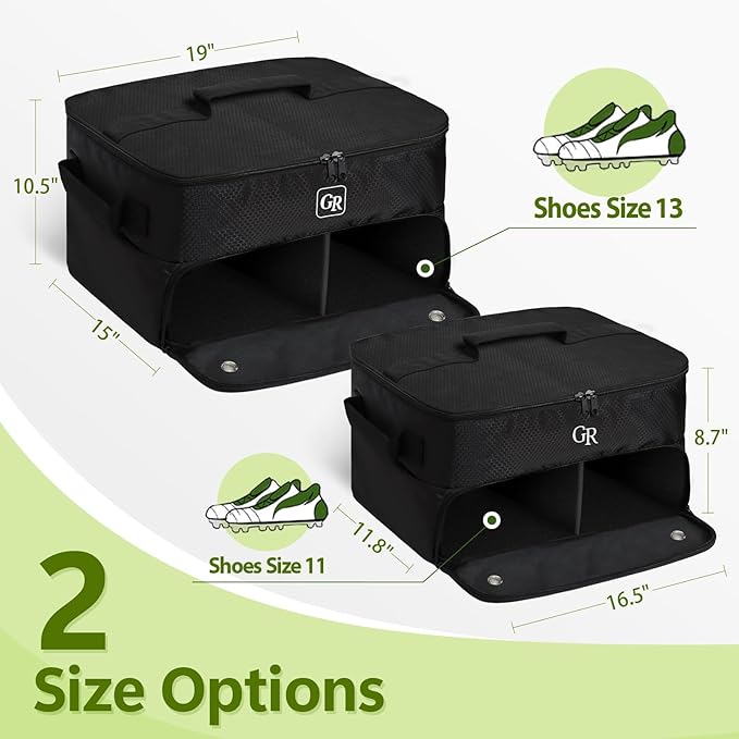 Odor-Absorbing 2-Layer Large Golf Trunk Organizer with Activated Carbon Fabric - Water-Resistant Golf Shoe Bag for Shoes Balls Tees Clothes
