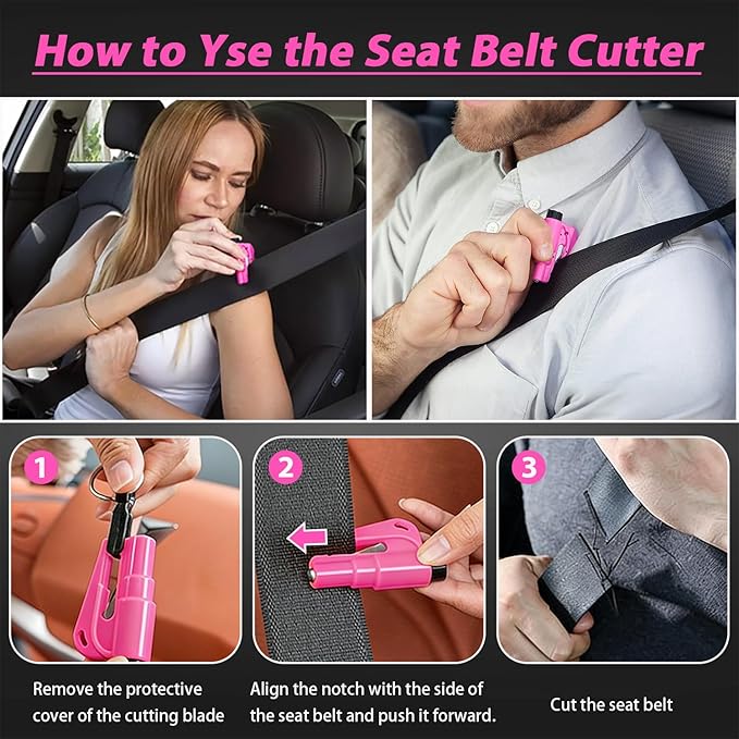 2-Pack Original Emergency Keychain Car Escape Tool – 2-in-1 Seatbelt Cutter & Window Breaker, Compact Auto Safety Hammer, Saf