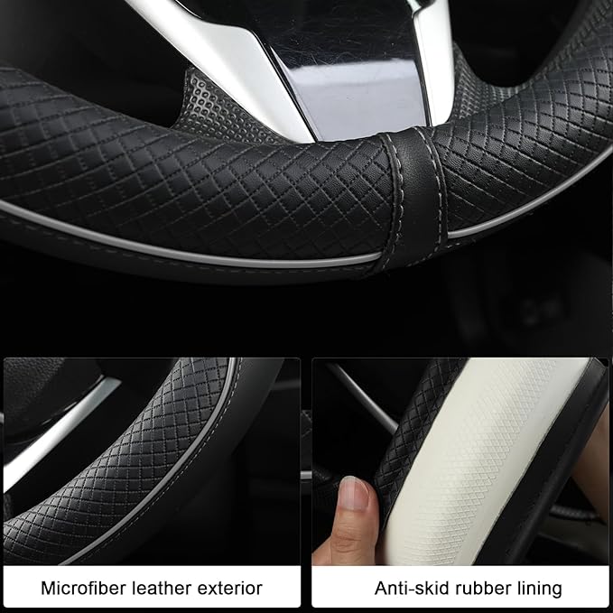West Llama Microfiber Leather Car Steering Wheel Cover for Honda Accord Civic CR-V HR-V Pilot Fit Passport Odyssey,Sport Styl