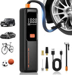 Tire Inflator Portable Air Compressor - ZGWATO Tire Air Pump with Digital Pressure Gauge, Auto Shut Off, 3X Faster Inflation, Cordless Tire Inflator for Car, Motorcycle, Bike, Bicycle and Ball, Black