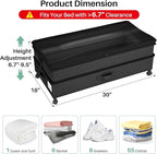 Kitstorack 2Pack Height-adjustable Under Bed Storage with Wheels, Under Bed Storage Containers,Under Bed Shoe Storage Organiz