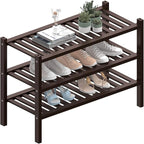 ROMGUAR CRAFT 3 Tier (Thick) Bamboo Shoe Rack for Closet Free Standing Wood Shoe Shelf for Entryway Small Space Stackable 27"