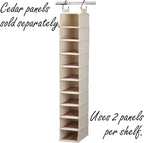 Household Essentials Hanging Shoe Organizer, 10 Wide Cubbies with Cedarline Pockets, Heavy-Duty Cotton Canvas, Removable and 