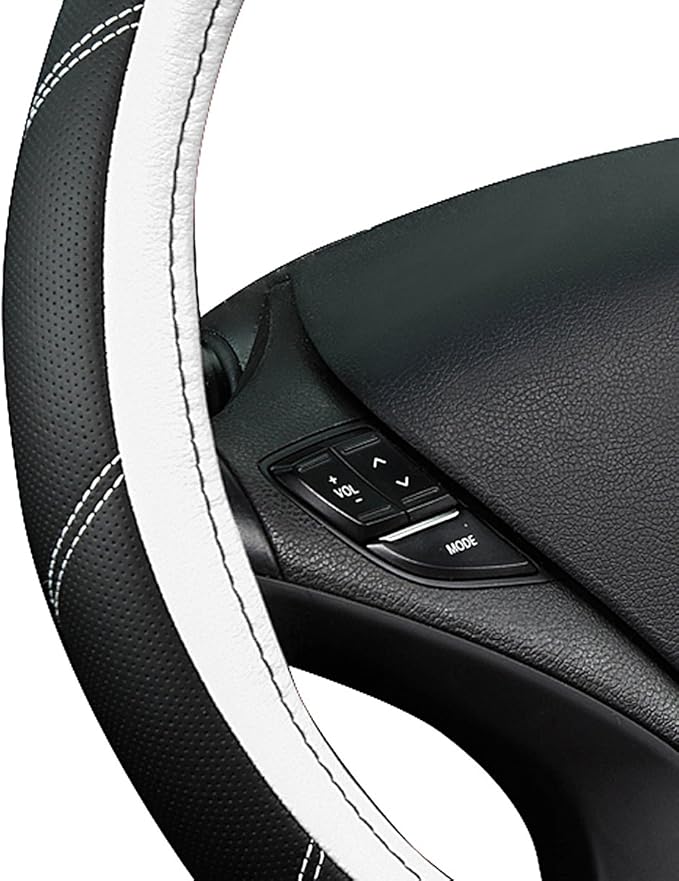 CAR PASS Line Rider Microfiber Leather Sporty Steering Wheel Cover Universal Fits for 95% Truck,SUV,Cars,14.5-15inch Anti-Sli