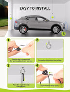 4-Packs Garage Tennis Ball Parking Aid with Non-Elastic String, Garage Ball for Parking with Adjustment Buckle, Easy Installation, Car Stop Indicator for Garage Accessories