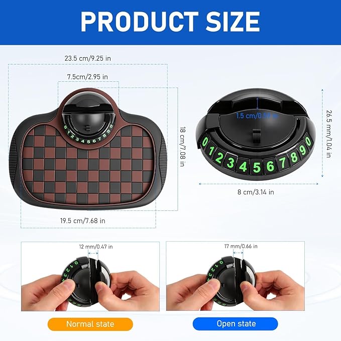 Multifunction Car Anti Slip Dashboard Mat with 360° Rotatable Phone Holder, Temporary Parking Number, Organizer for Phone Sun