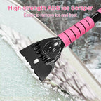 SEAAES 44 Inch Ice Scraper and Snow Brush for Car Windshield, Extendable Snow Removal Brush with Foam Grip for Truck SUV Vehicle Window - Pink