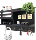 Key Holder Wall Mount, Solid Wood Key and Mail Organizer for Wall(Self Adhesive or Drill), 8 Hooks Key Rack for Entryway Hall