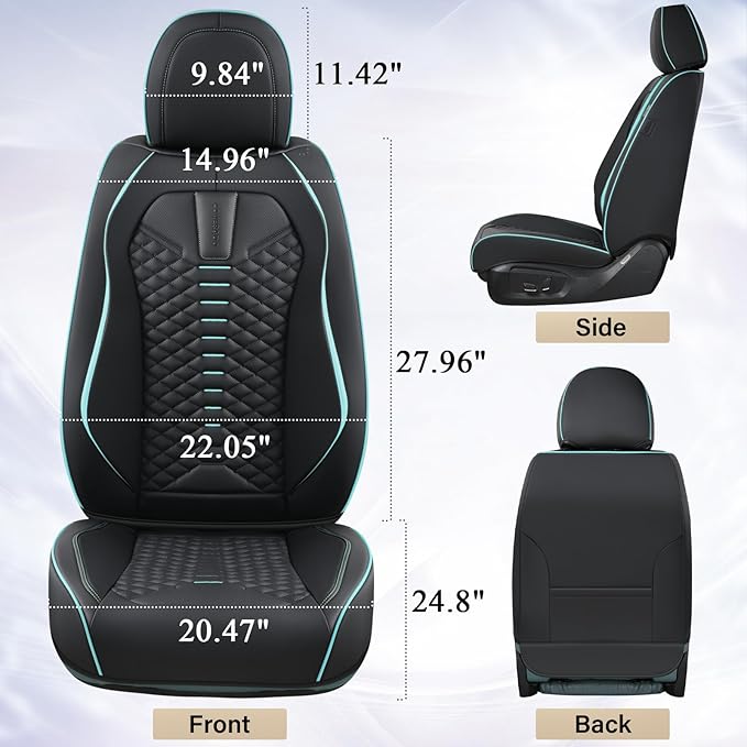 Coverado Seat Covers, Car Seat Cover Front Seats, 2 Pack Universal Seat Covers for Cars, Nappa Leather Waterproof Seat Cover,