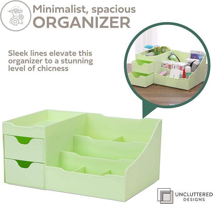 Uncluttered Designs Makeup Organizer With Drawers - Modern Countertop Storage for Cosmetics - Chic Vanity Holder for Perfume,