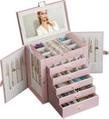BOOVO Jewelry Box For women, 6 Layer Large Jewelry Organizer With Mirror, Multi-Function Storage Box With Lock, Necklace Hold
