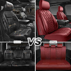 CAR PASS Piping Luxury Faux Leather Seat Covers Full Set, Premium Delux Anti-Slip Waterproof Automotive Seat Cover Universal 