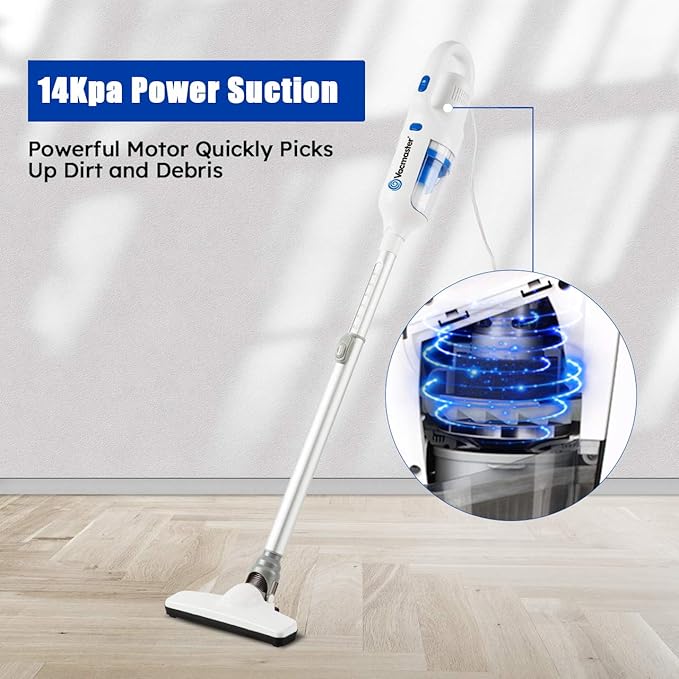 Vacmaster Corded Stick Vacuum Cleaner 2 in 1 Ultra-Lightweight 14Kpa Power Suction Handheld Vacuum Cleaner with Washable HEPA