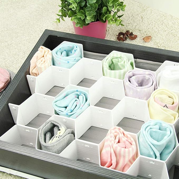 Foraineam 3 Pack Honeycomb Drawer Organizer Plastic Partition Cabinet Clapboard Storage Boxes Closet Organizer Drawer Divider