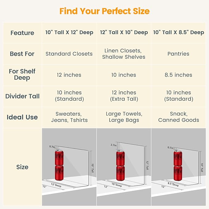 OKPOW Shelf Dividers for Closet Organization: 8 Pack Durable Clear Acrylic Divider Organizer for Shelves - Vertical Adjustabl