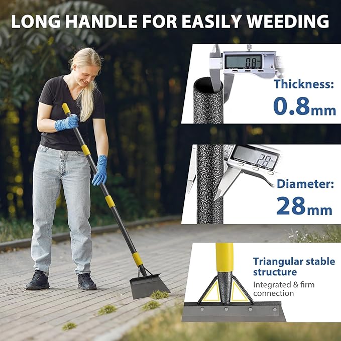 Snow Ice Scraper, 60" Long Handle Heavy Duty Garden Flat Shovel, Multifunctional Cleaning Shovel, Floor Scrapers Stainless Steel Garden Tools Weed Scraper for Weeding,Scraping,Ice Removal,Lawn Edging